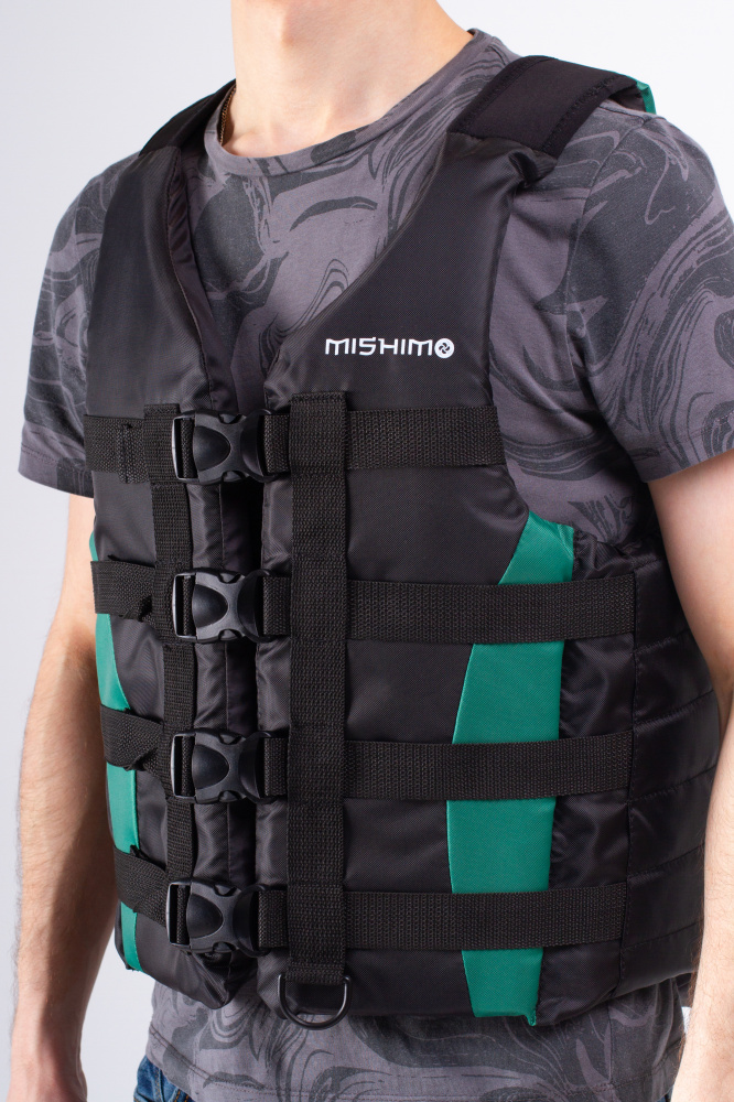 Жилет спасательный MISHIMO PRO Премиум качества Черно-зеленый в Архангельске