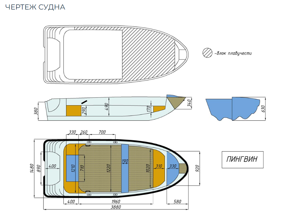 Стеклопластиковая лодка Пингвин (тримаран) в Архангельске